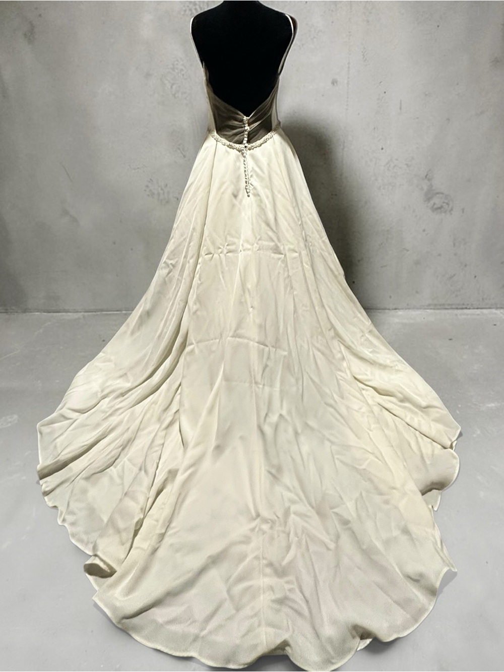 Morilee Madeline Gardner Satin A-Line Wedding Dress Plunging V-Neck Crystal Belt